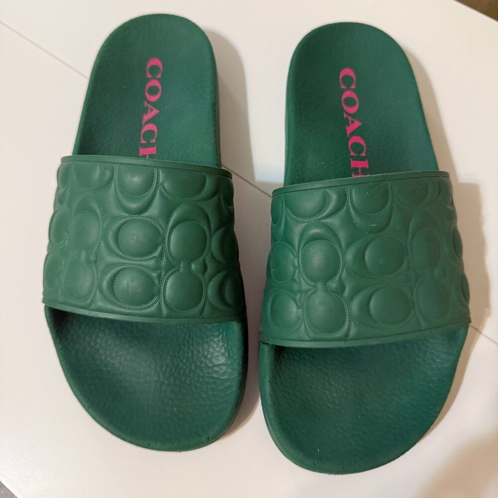 COACH Signature C POOL Slide Cushion Sandal  ***USED***